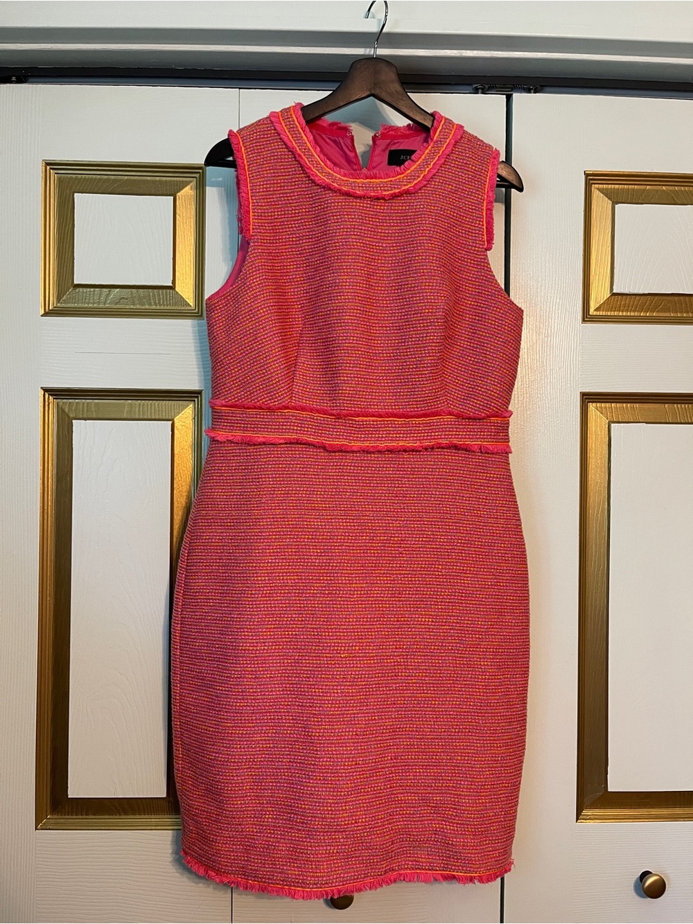 J.Crew Sleeveless Pink Sleeveless Tweed Sheath Dress Workwear Cocktail Chic